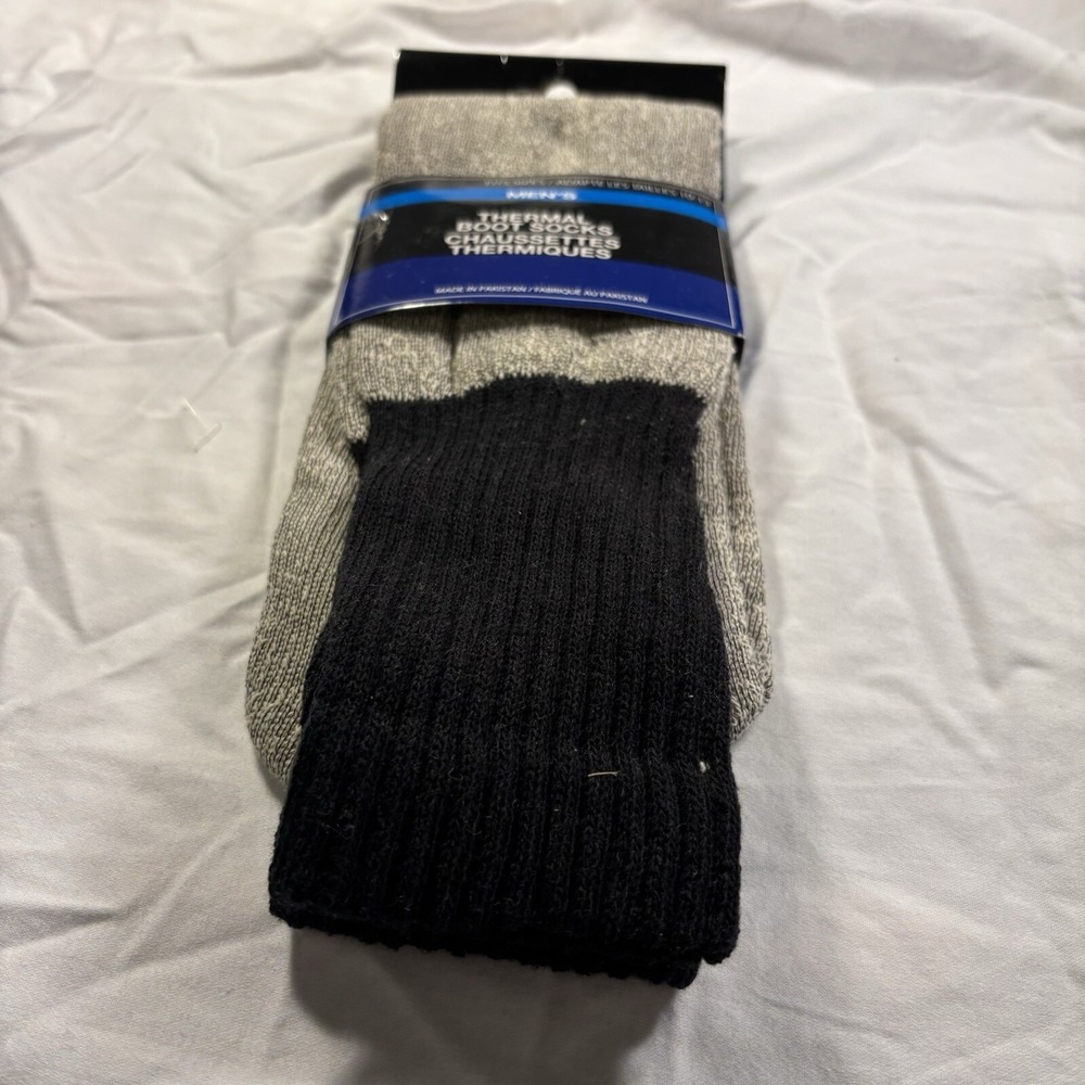 Mens Boot Socks Black And Gray 1 PAIR Fits Sizes 10 - 13. Brand New
